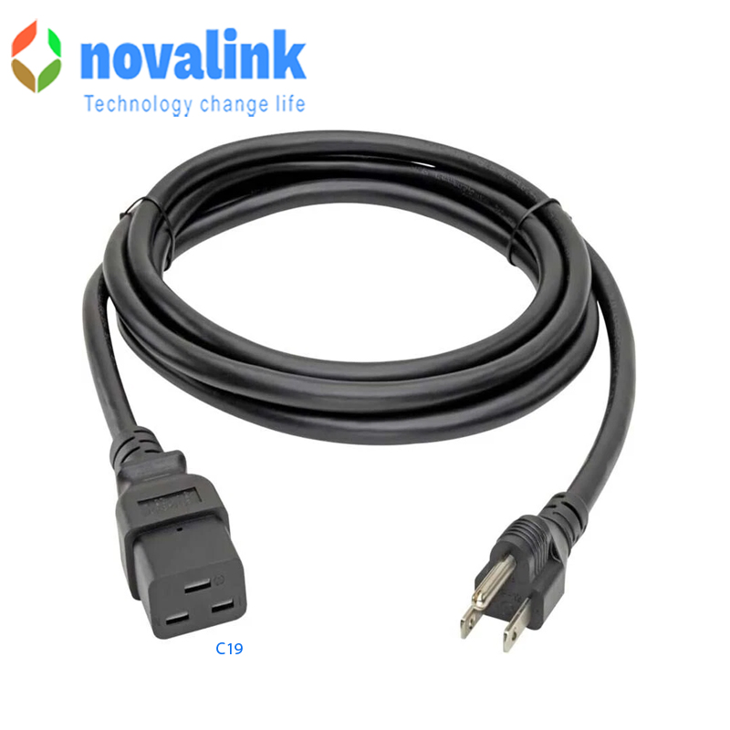 Dây nguồn 3 chân chuẩn C19 dài 3m mã NV-54006A tiết diện 14AWG , 15A